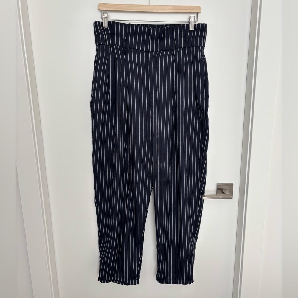 Blue and White Pinstripe Trousers